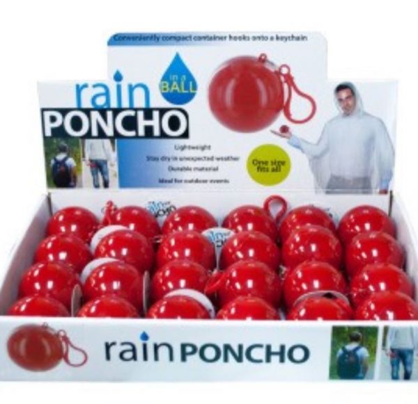 Rain Poncho in a Ball Countertop Display